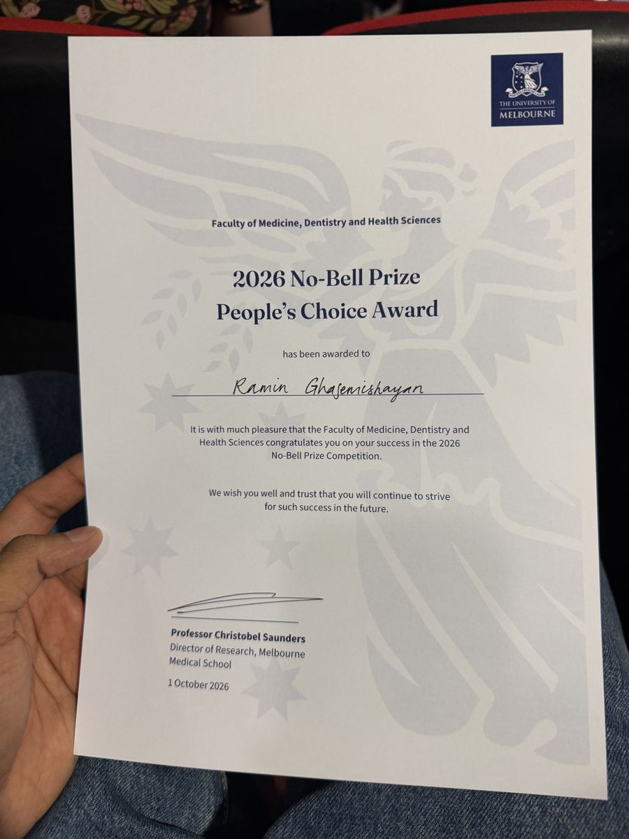 2026 No-Bell Prize People's Choice Award certificate